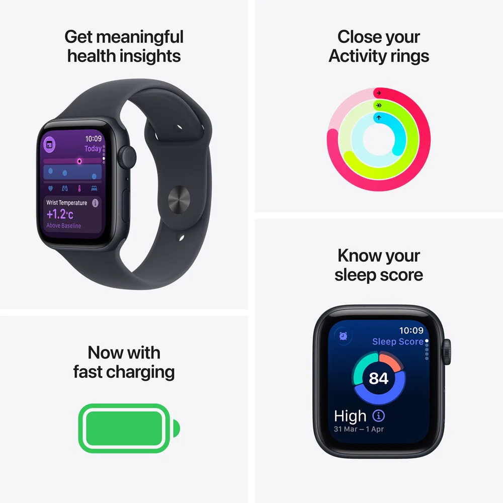 Apple Watch SE 3 GPS + Cellular 40mm Midnight Aluminium Case with Midnight Sport Band - S/M - Image 3