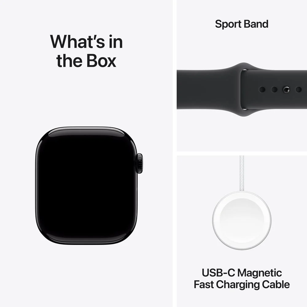 Apple Watch Series 11 GPS 42mm Jet Black Aluminium Case with Black Sport Band - S/M - Image 9