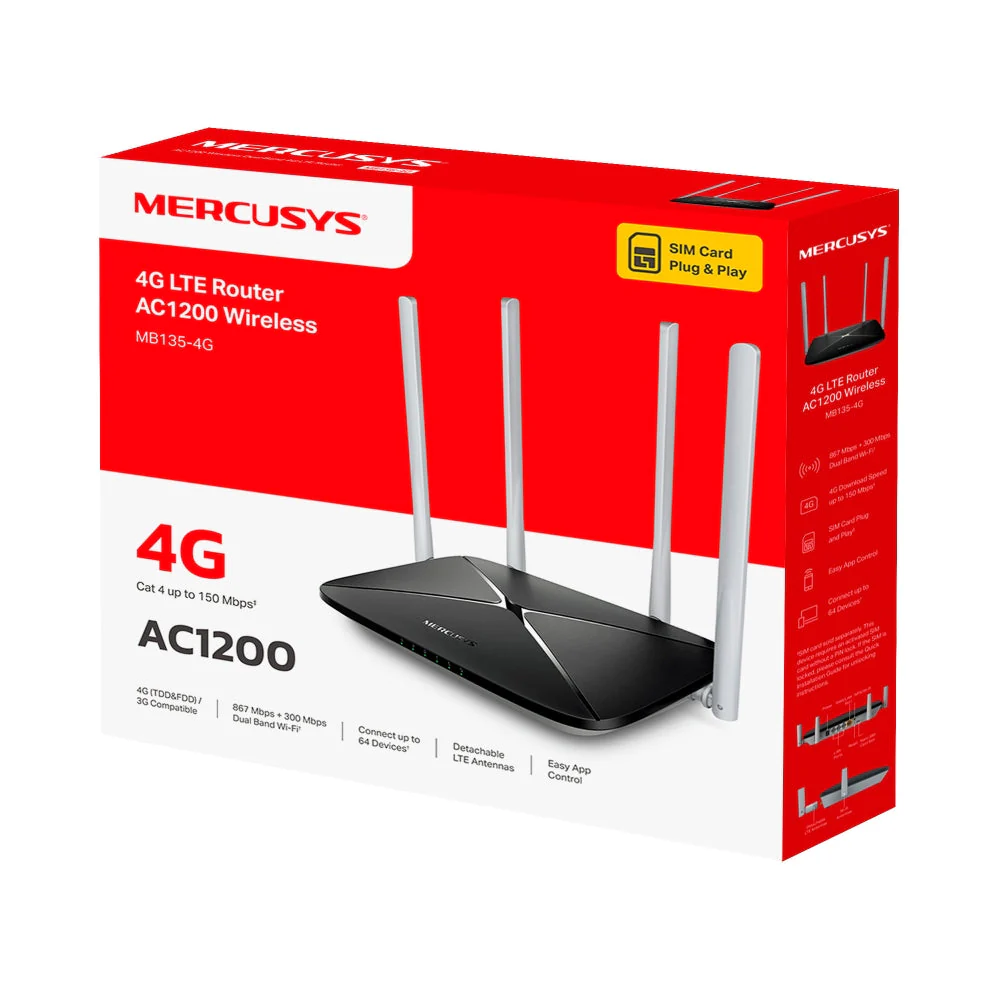 Mercusys MB135-4G AC1200 WiFi Dual Band 4G LTE Router - Image 4