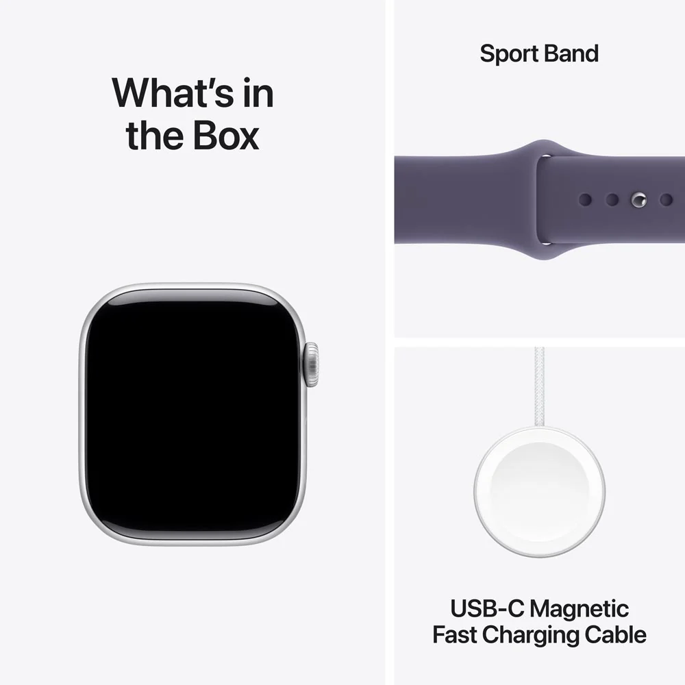 Apple Watch Series 11 GPS 42mm Silver Aluminium Case with Purple Fog Sport Band - S/M - Image 9