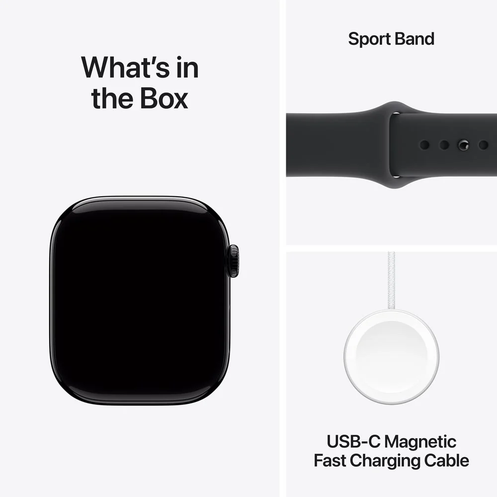 Apple Watch Series 11 GPS 46mm Jet Black Aluminium Case with Black Sport Band - S/M - Image 9