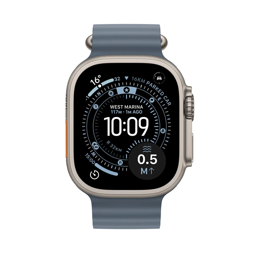 Apple Watch Ultra 3 GPS + Cellular 49mm Natural Titanium Case with Anchor Blue Ocean Band - Image 2