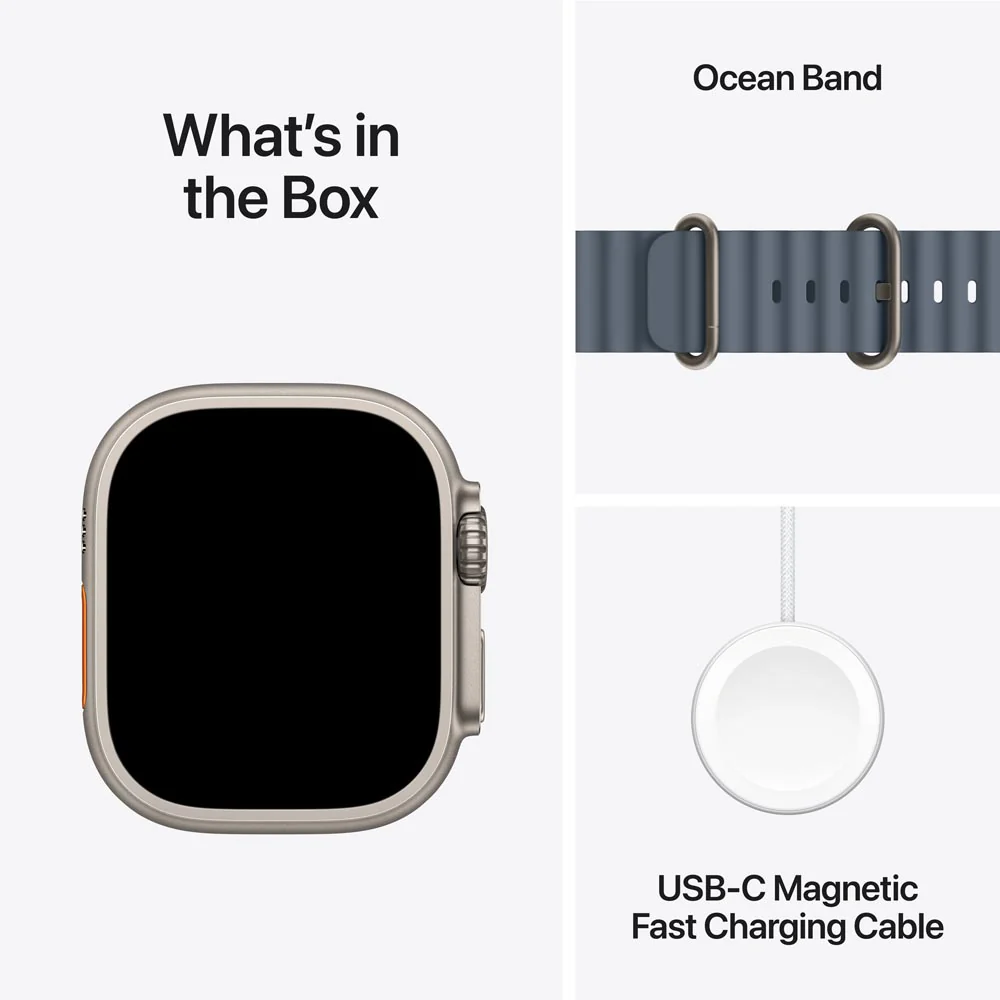 Apple Watch Ultra 3 GPS + Cellular 49mm Natural Titanium Case with Anchor Blue Ocean Band - Image 8