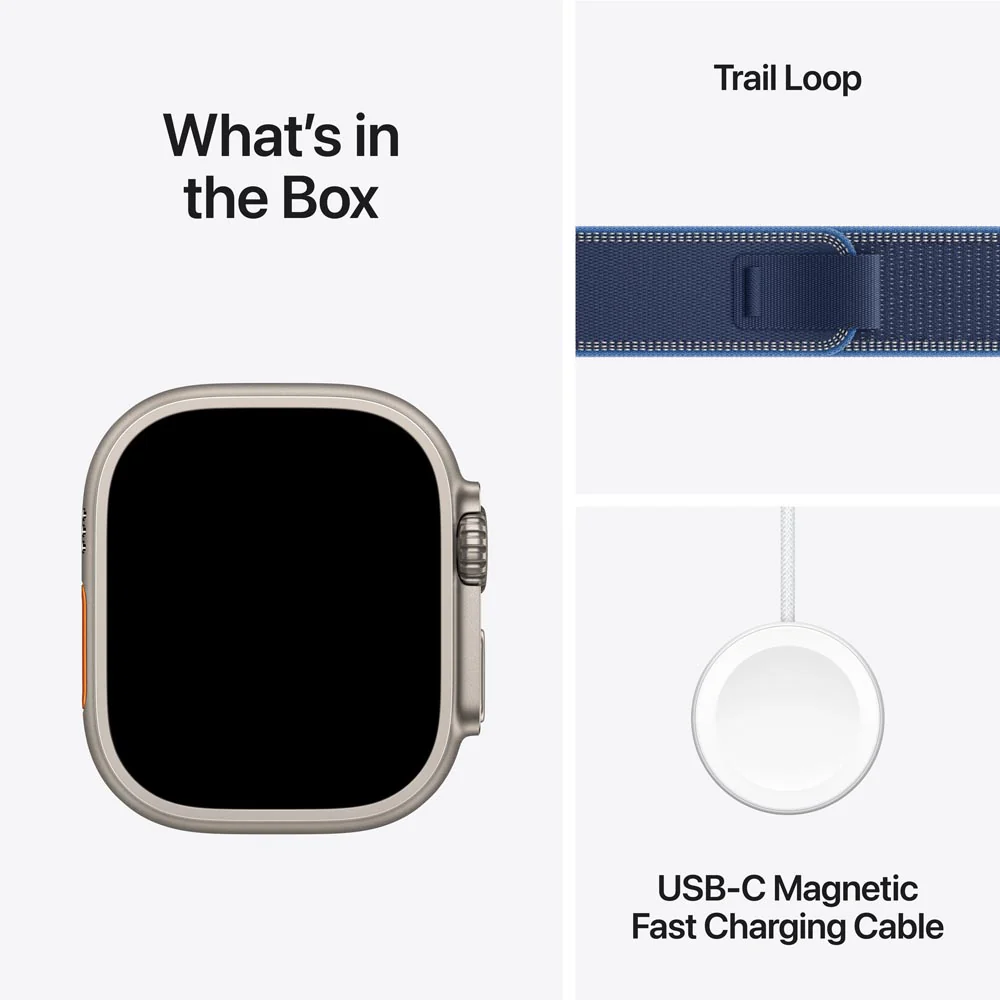Apple Watch Ultra 3 GPS + Cellular 49mm Natural Titanium Case with Blue/Bright Blue Trail Loop - M/L - Image 8