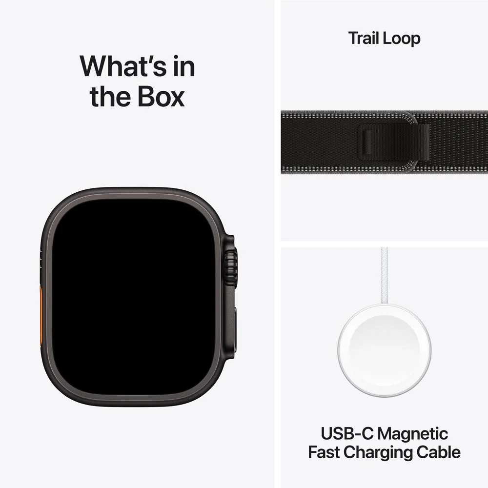 Apple Watch Ultra 3 GPS + Cellular 49mm Black Titanium Case with Black/Charcoal Trail Loop - S/M - Image 8