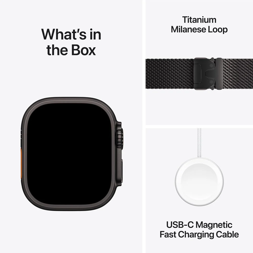Apple Watch Ultra 3 GPS + Cellular 49mm Black Titanium Case with Black Titanium Milanese Loop - Medium - Image 8