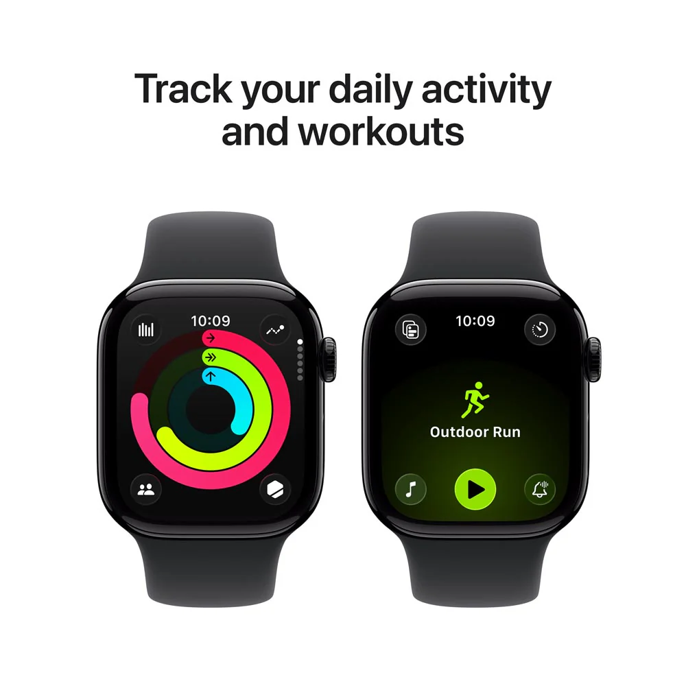 Apple Watch Series 11 GPS + Cellular 42mm Jet Black Aluminium Case with Black Sport Band - M/L - Image 4