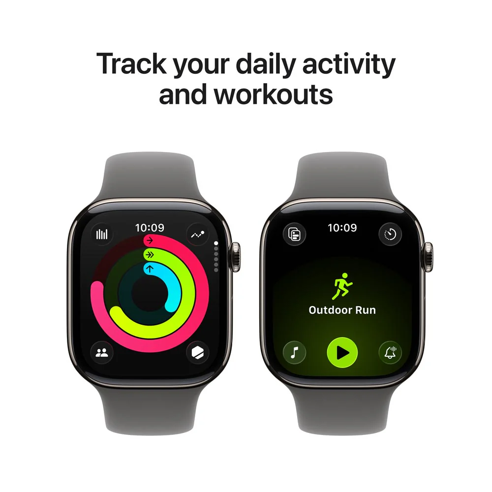 Apple Watch Series 11 GPS + Cellular 42mm Natural Titanium Case with Stone Grey Sport Band - M/L - Image 4