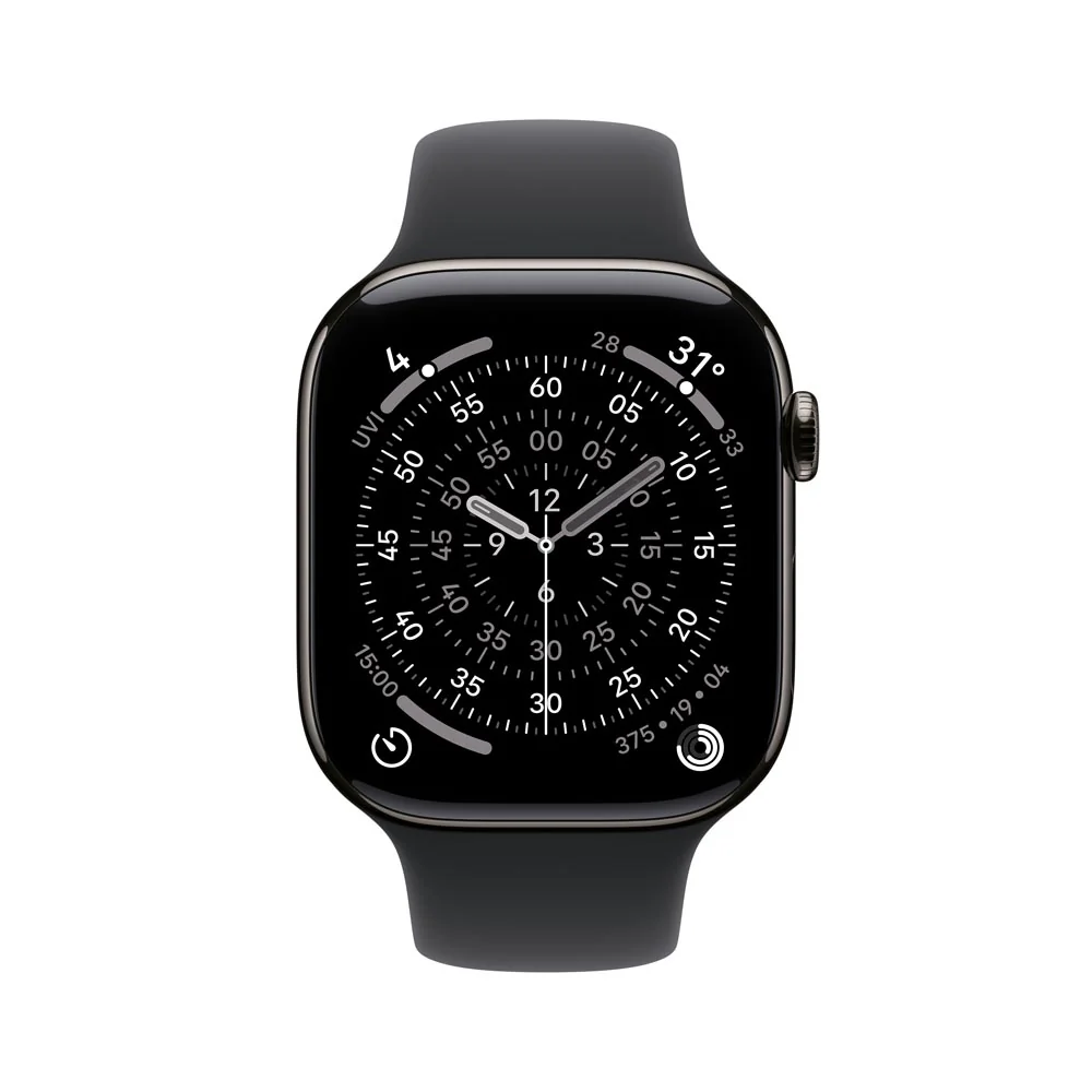 Apple Watch Series 11 GPS + Cellular 42mm Slate Titanium Case with Black Sport Band - S/M - Image 2