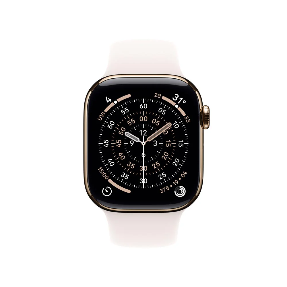 Apple Watch Series 11 GPS + Cellular 42mm Gold Titanium Case with Light Blush Sport Band - S/M - Image 2