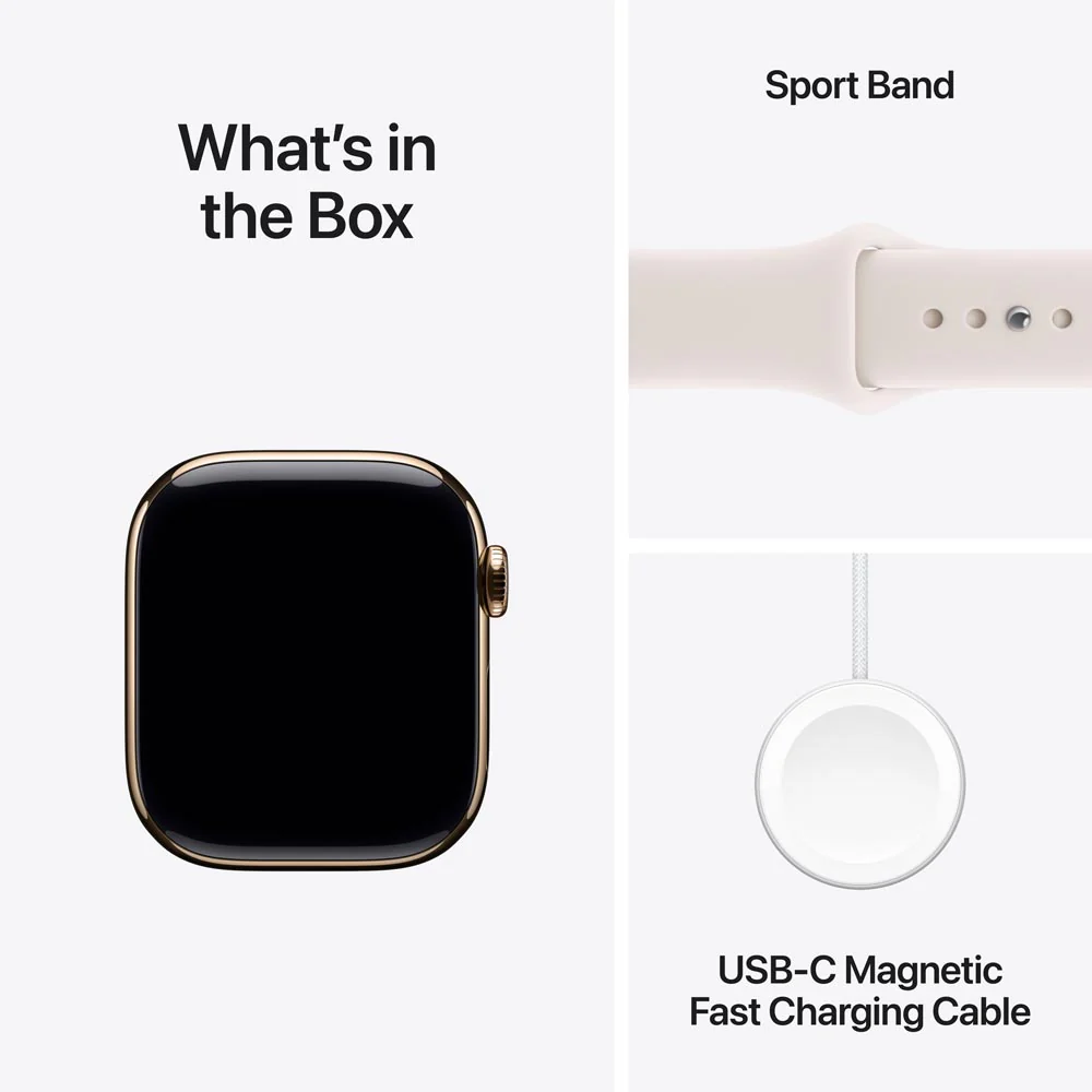 Apple Watch Series 11 GPS + Cellular 42mm Gold Titanium Case with Light Blush Sport Band - M/L - Image 9