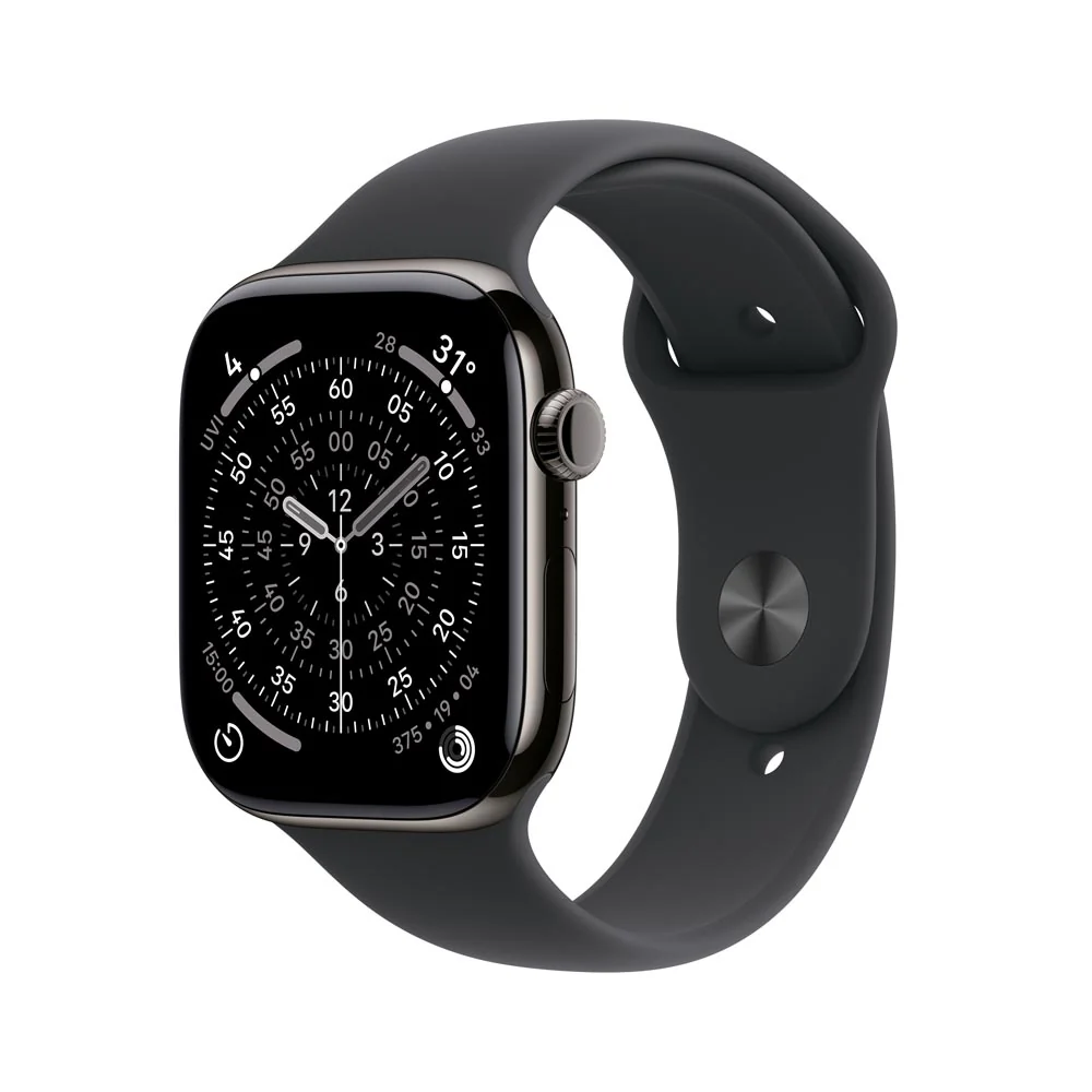 Apple Watch Series 11 GPS + Cellular 46mm Slate Titanium Case with Black Sport Band - M/L