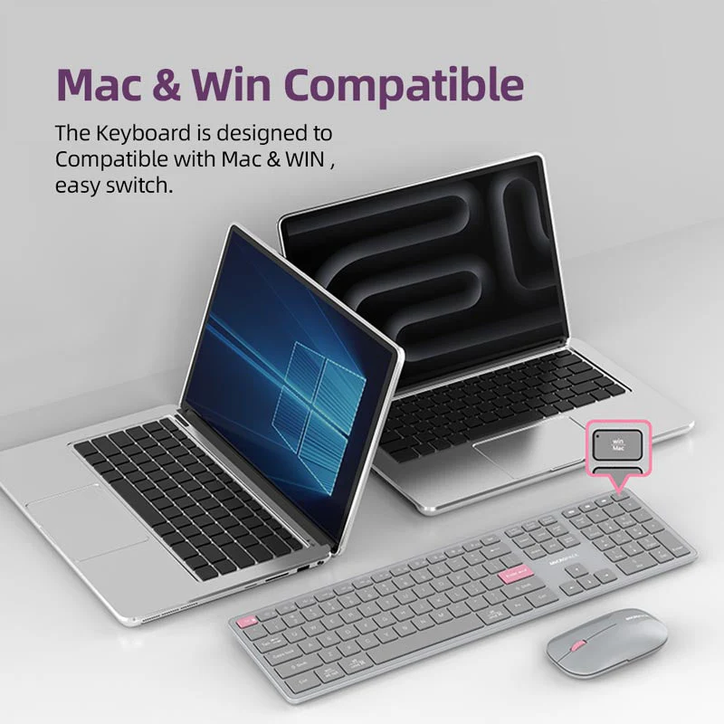 MicroPack K-310W-GY Lifestyle 2.4G+Bluetooth Rechargeable Wireless Keyboard, Grey - Image 2