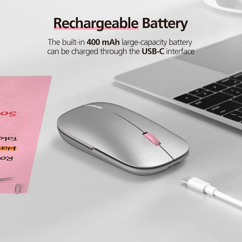 MicroPack ML-203W-GY Lifestyle 2.4G+Bluetooth Rechargeable Wireless Mouse, Grey - Image 9