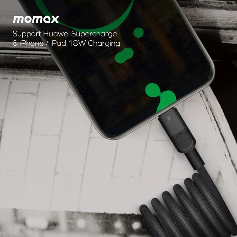 Momax DA57D USB-A to USB-C Magnetic Cable 66W (1M) - Black - Image 3