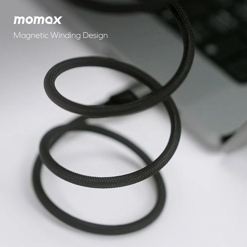 Momax DA57D USB-A to USB-C Magnetic Cable 66W (1M) - Black - Image 4