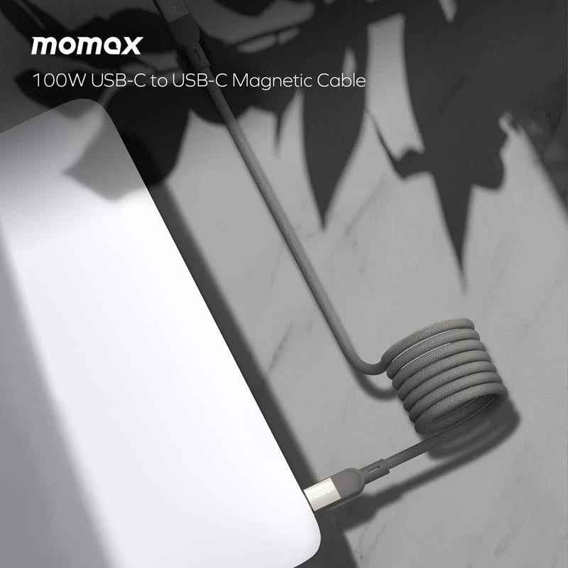 Momax DC35L MAG Link 100W-1M Magnetic USB-C to USB-C Cable Titanium - Image 6