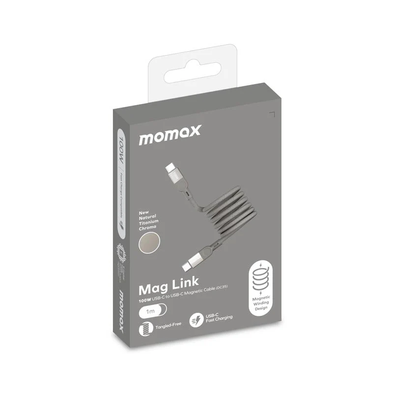 Momax DC36L MAG Link 100W-2M Magnetic USB-C to USB-C Cable Titanium - Image 2