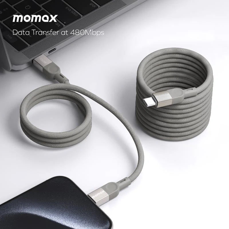 Momax DC36L MAG Link 100W-2M Magnetic USB-C to USB-C Cable Titanium - Image 5