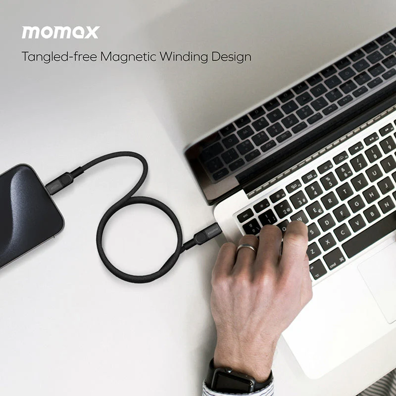 Momax DC52D Mag.Link USB-C to USB-C Magnetic Cable 100W (1M) - Black - Image 3