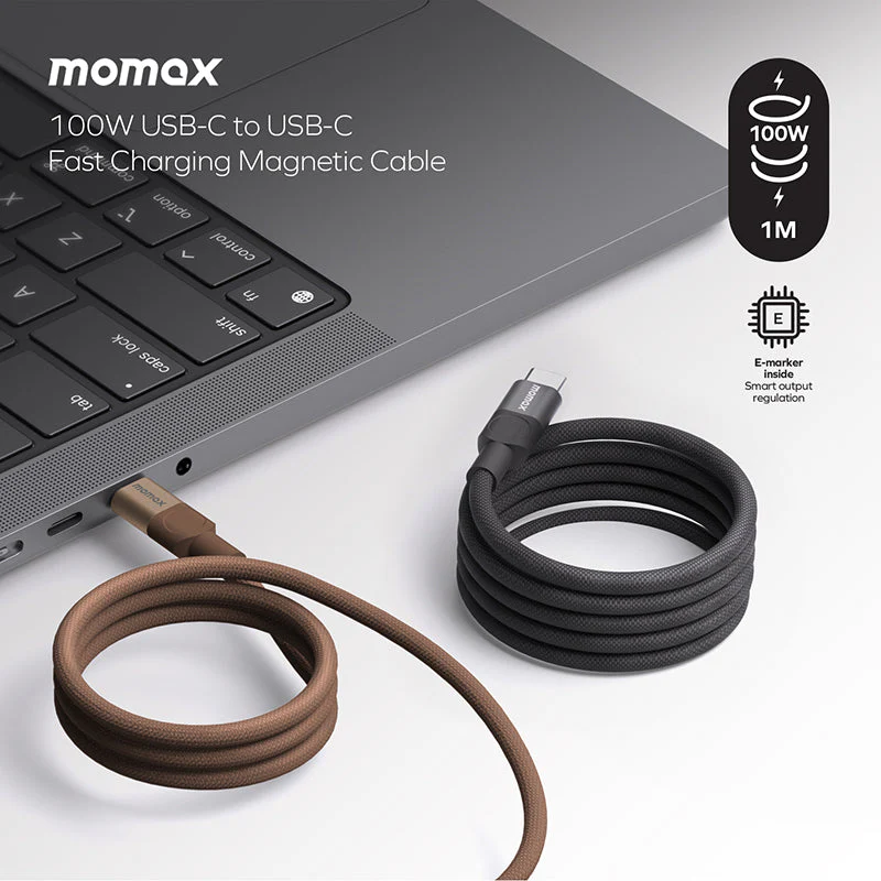Momax DC52D Mag.Link USB-C to USB-C Magnetic Cable 100W (1M) - Black - Image 5