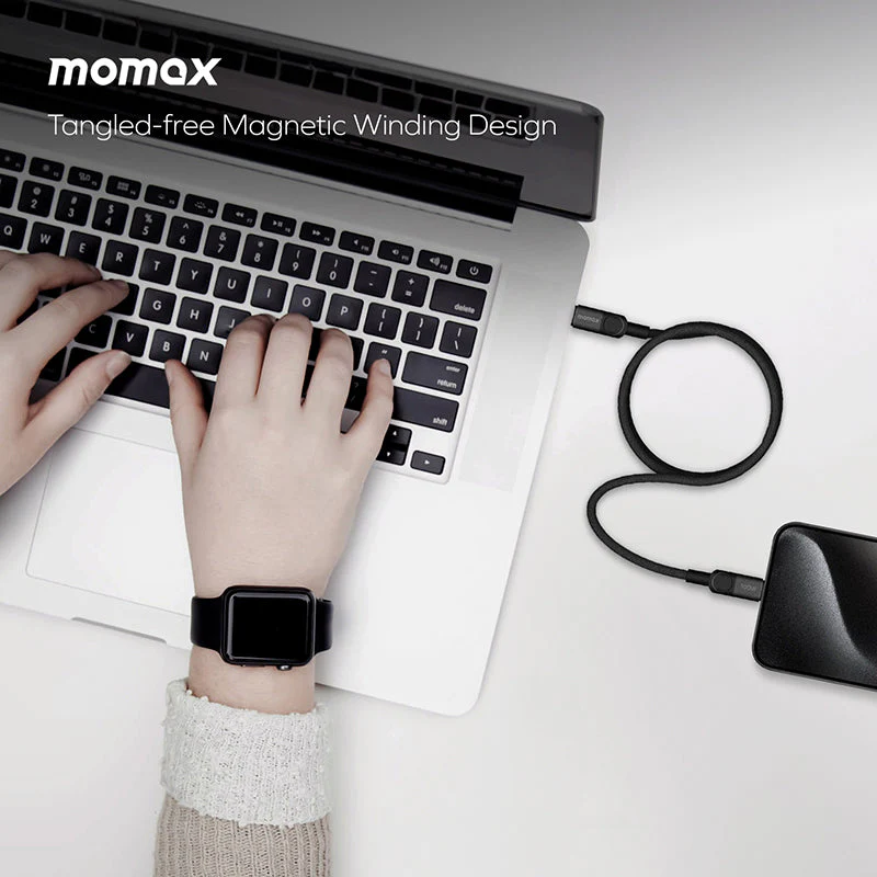 Momax DC62D Mag.Link USB-C to USB-C Magnetic Cable 100W (2M) - Black - Image 3