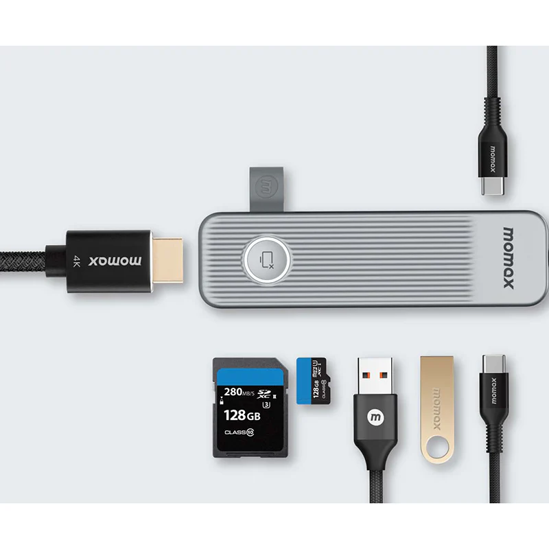 Momax DH17E ONELINK 7-in-1 Multi-Function USB-C Hub (Grey) - Image 4