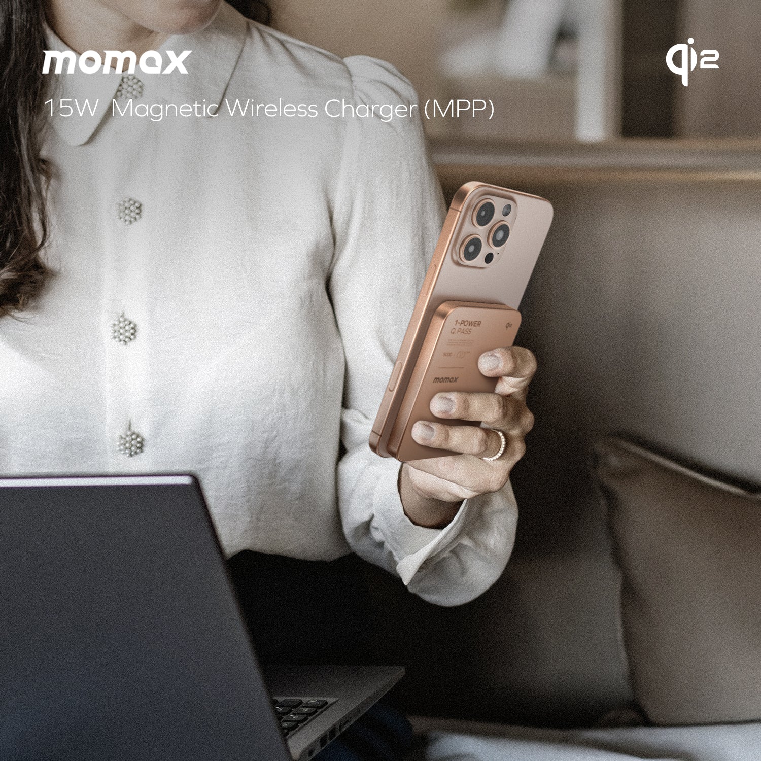 Momax IP129Q2D 1-Power Q.Pass 5000mAh Qi2 Magnetic Wireless Battery Pack (CCC-Certified) - Black - Image 9