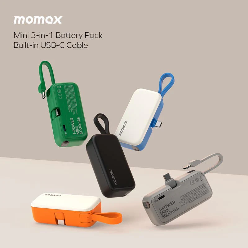 Momax IP130W 5000mAh PD20W 3-In-1 Built-in USB-C Powerbank (White) - Image 7