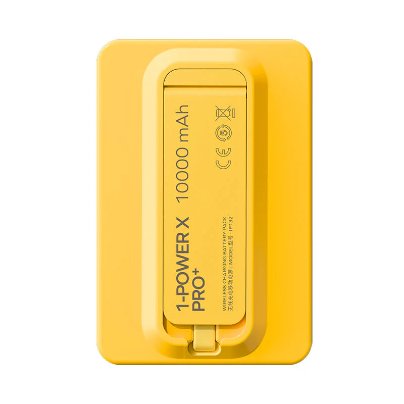 Momax IP132HKY 1-Power X Pro+ 20W 10,000mAh Magnetic Wireless Battery Pack with Built-In USB-C Cable (Yellow) - Image 4