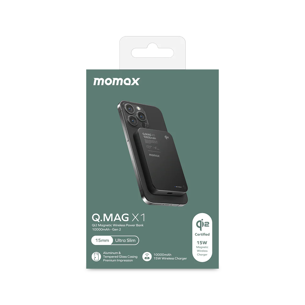 Momax IP136Q2D 1-Power Q.Pass Qi2 Magnetic Wireless Battery Pack 10,000mAh - Black - Image 4