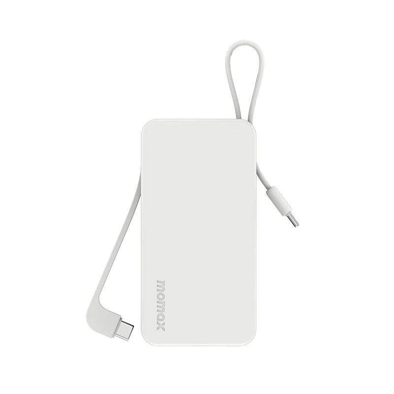 Momax IP138W 1-Power Vital+ 10000mAh Battery Pack with Dual Built-in USB-C Cable (White) - Image 2