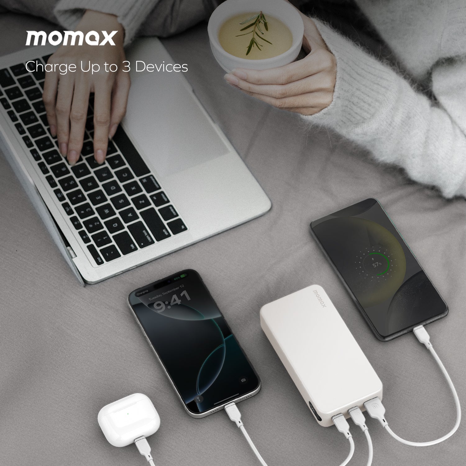 Momax IP156W 1-Power Vital 20,000mAh Battery Pack (CCC-Certified) - White - Image 5