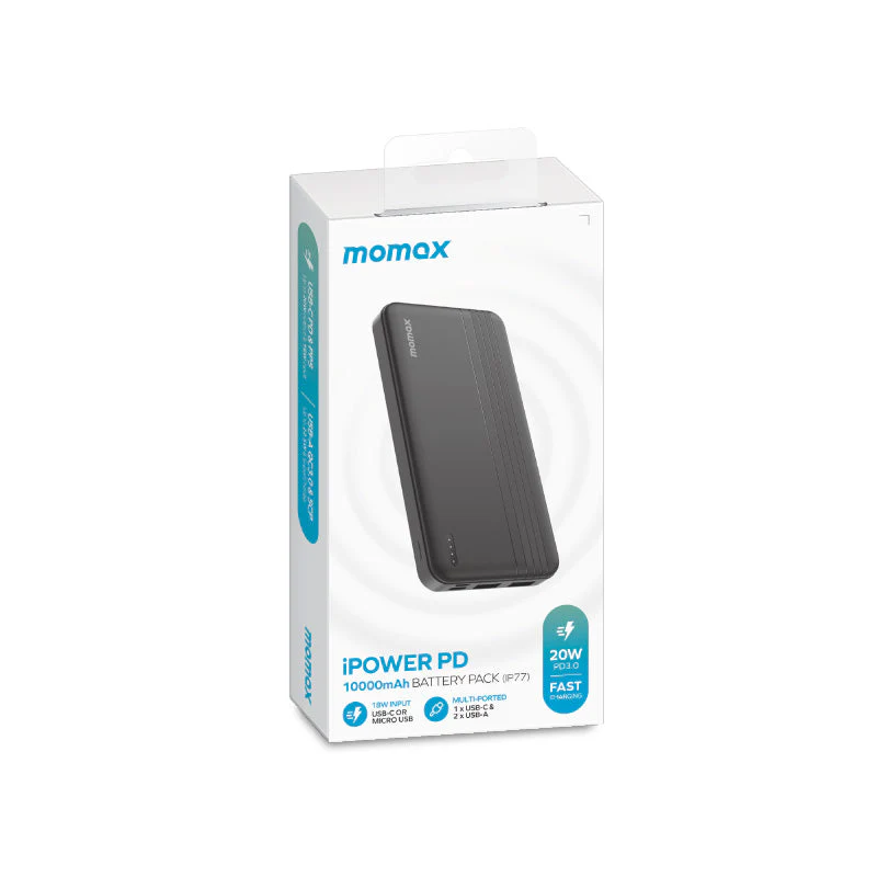 Momax IP77D iPower 20WPD 10000mAh Powrebank (Black) - Image 4