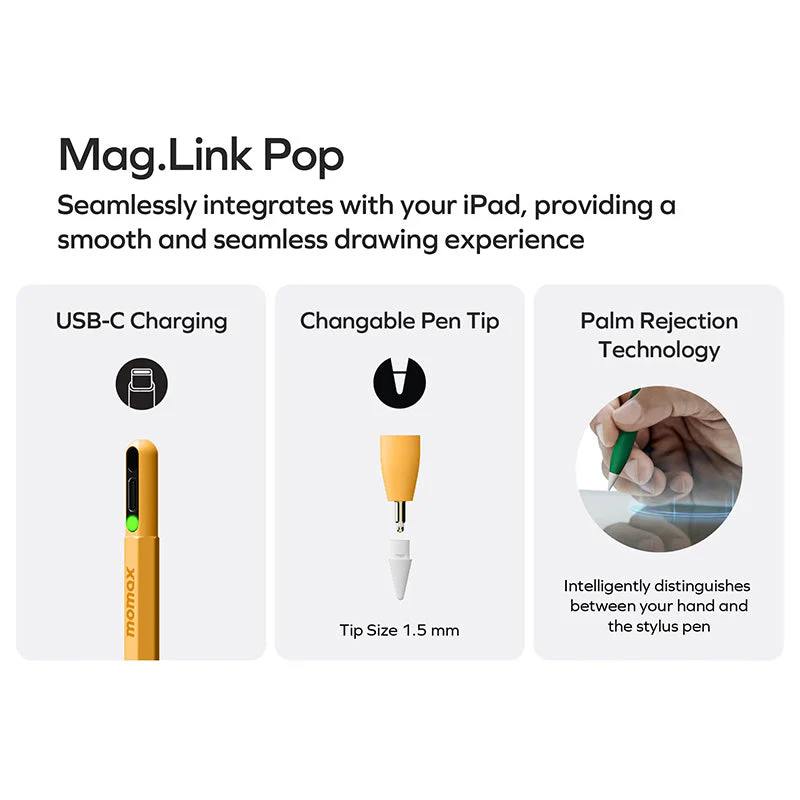 Momax TP10G1 Mag.Link Pop Magnetic Active Stylus Pen - Green - Image 2
