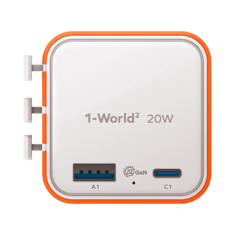 Momax UA29M 1-World² 20W Universal 2-Port USB Travel Adapter - Orange - Image 2
