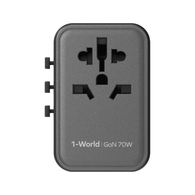 Momax UA8AD 1-World 70W GaN 5 Ports + AC Travel Adaptor - Black - Image 2