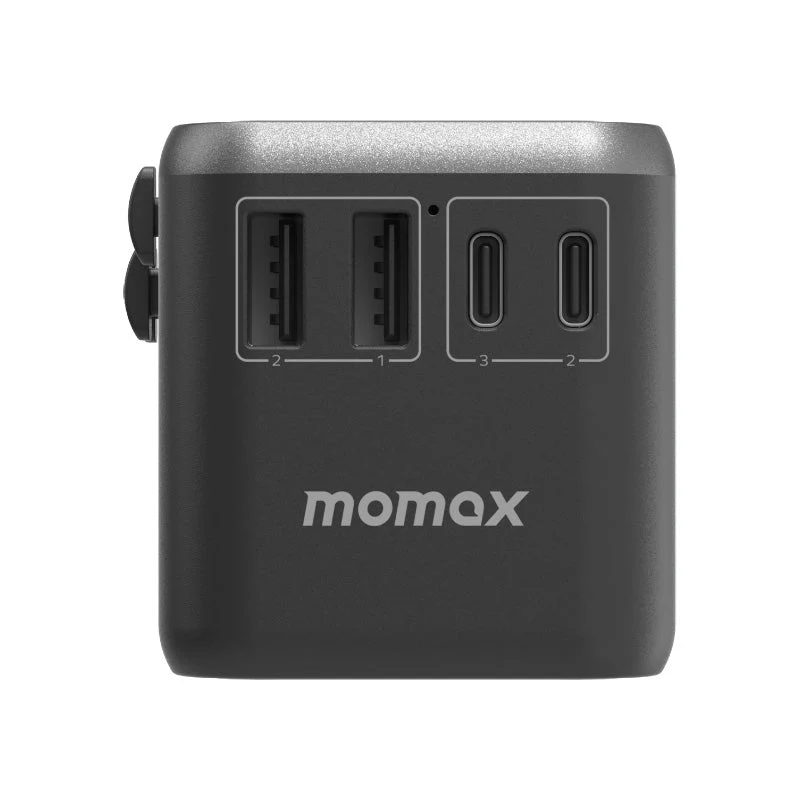 Momax UA8AD 1-World 70W GaN 5 Ports + AC Travel Adaptor - Black - Image 3