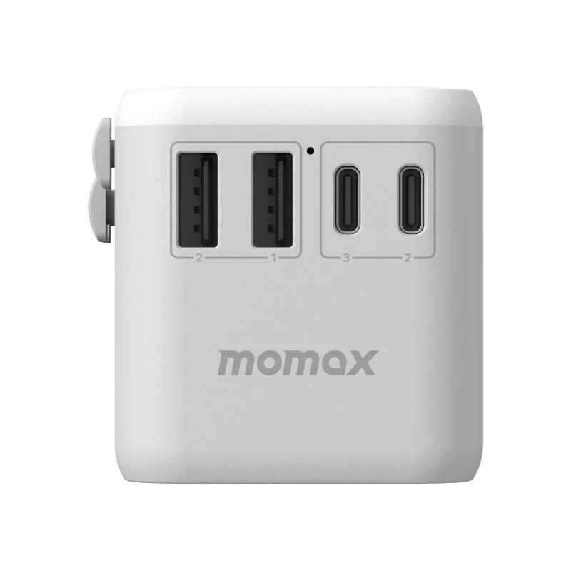 Momax UA8AW 1-World 70W GaN 5 Ports + AC Travel Adaptor - White - Image 3