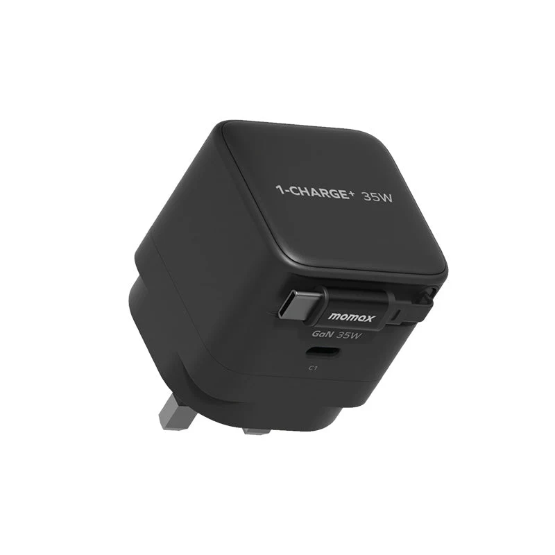 Momax UM72UKD 1-Charge+ 35W 1-Port GaN Charger with Retractable USB-C Cable - Black - Image 2