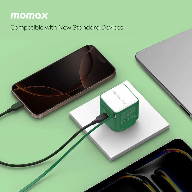 Momax UM72UKD 1-Charge+ 35W 1-Port GaN Charger with Retractable USB-C Cable - Black - Image 5