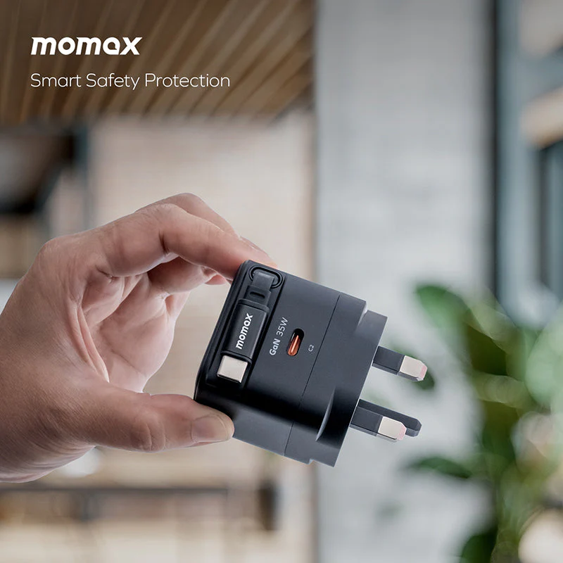 Momax UM72UKD 1-Charge+ 35W 1-Port GaN Charger with Retractable USB-C Cable - Black - Image 6