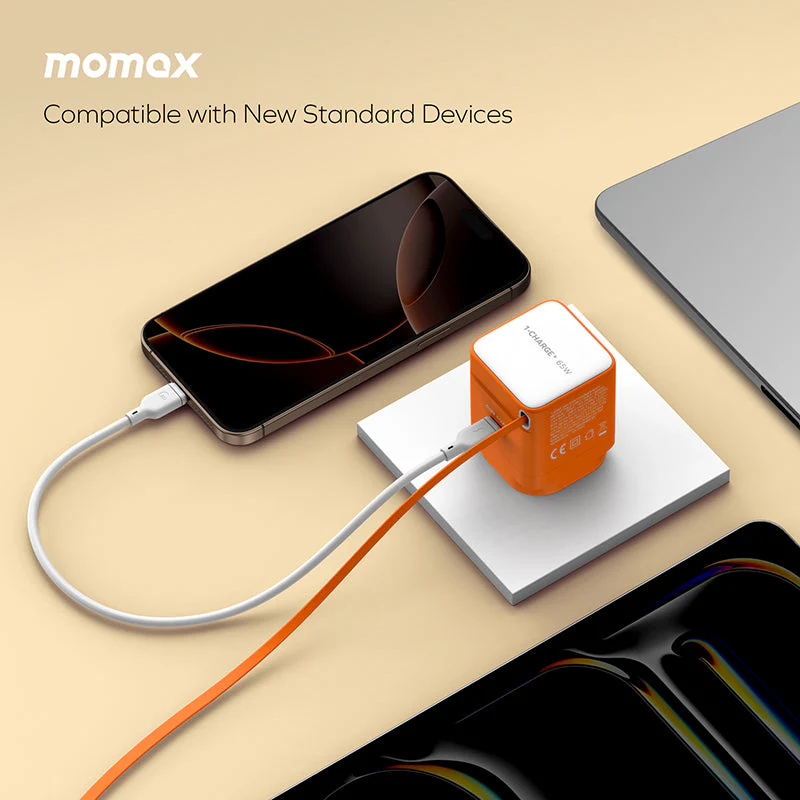 Momax UM76UKD 1-Charge+ 65W 1-Port GaN Charger with Retractable USB-C Cable - Black - Image 8