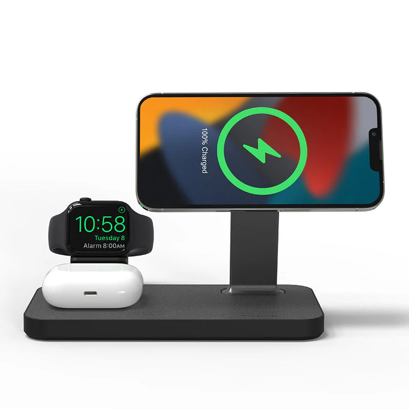 Mophie 3-In-1 MagSafe Wireless Snap+Charging Stand (Black) - Image 2