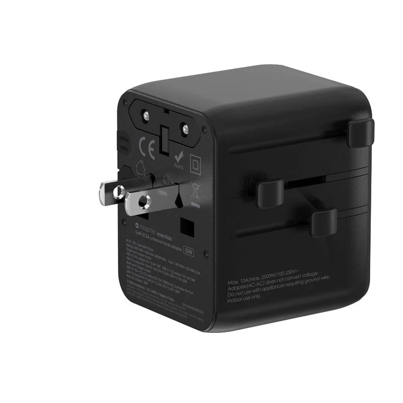 Mophie MP-409917457 Gan PD35W 3C2A Universal Travel Adapter (Black) - Image 5