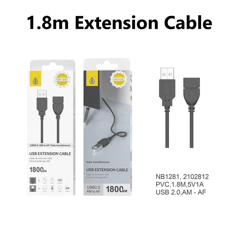 Moveteck NB1281 USB 2.0 Extension Cable 1.8M - Image 3