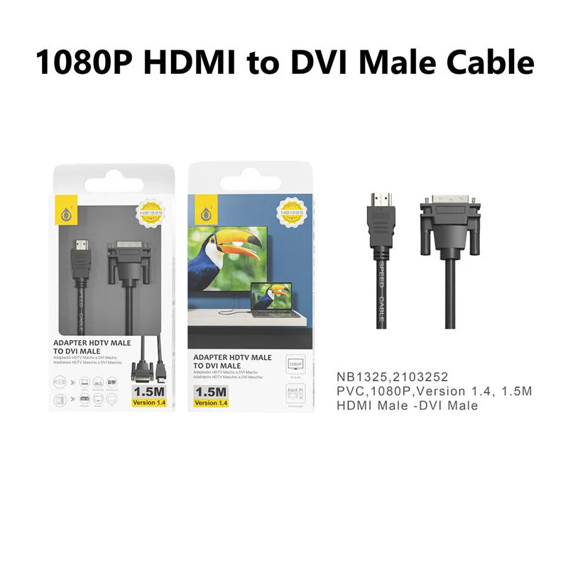 Moveteck NB1325 Full HD 1080P HDMI to DVI Cable 1.5M - Image 3