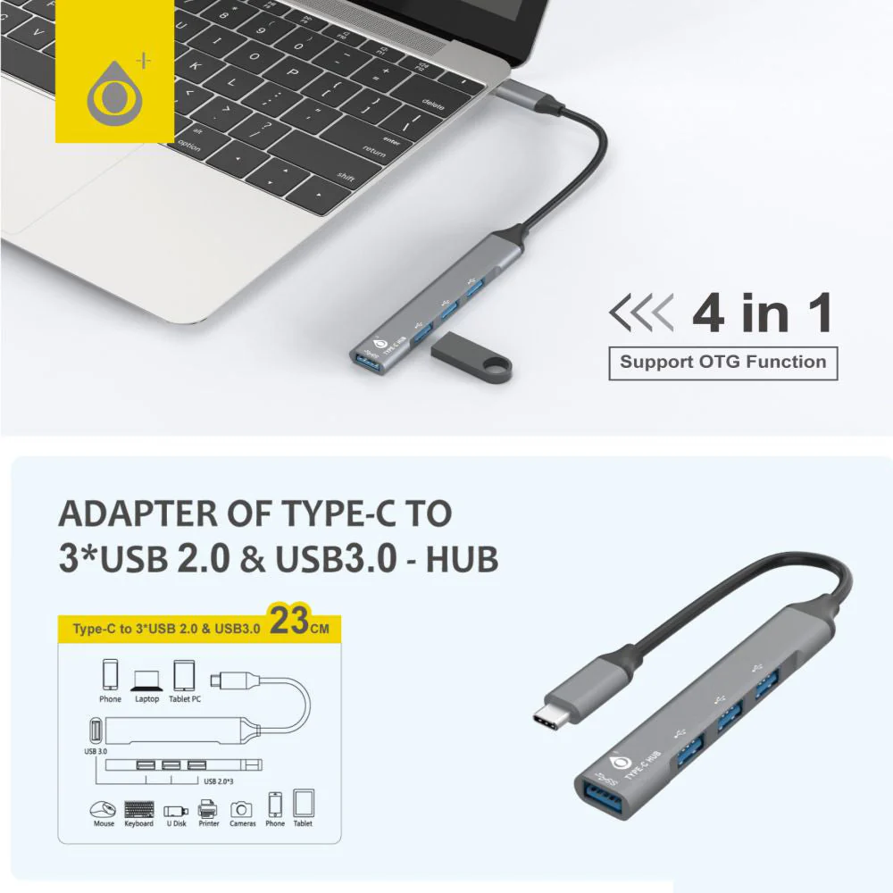 Moveteck NB1451 4-in-1 Type C to USB 3.0 Hub (Slim) - Image 2