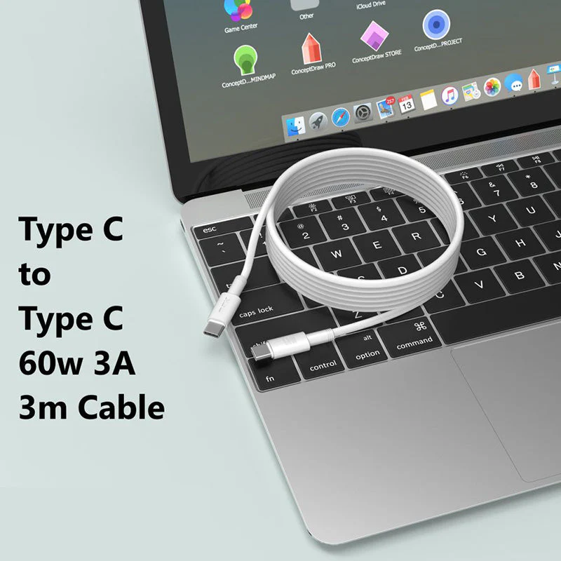 Moveteck TB1324 Type C to Type C 60W 3A 3M Cable (White) - Image 2
