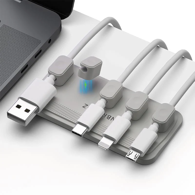 N.Brandz N-ORG05-GY Magnetic Cables Organiser with 5 Magnets Point (Grey)